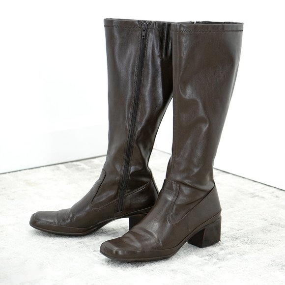 Aerosoles Womens Knee High Boots Black Block Heels Split by What's What - Picture 1 of 3